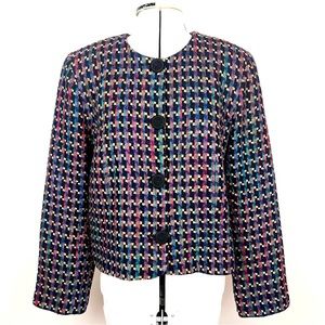 Vintage Westbrook Classics Atlanta Silk Woven Blazer Black & Multi Color Size M